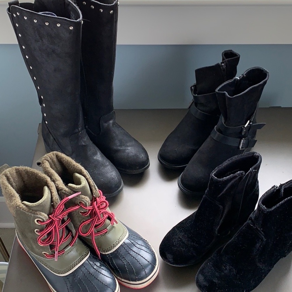 Lot of 4 Pair Girls size 3 boots/booties